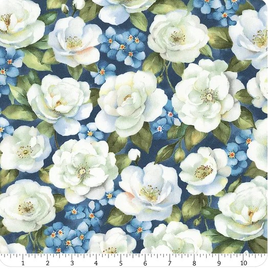 order　FABRIC ⑨ Blue Harmony - Dark Blue Large Floral 1665-33899-417 - Quilting